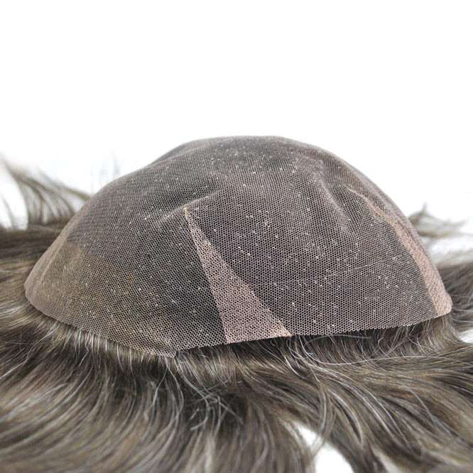 Ash Brown #310 Toupee With Grey Hair Hair System For Men Lace With PU Hair Replacement
