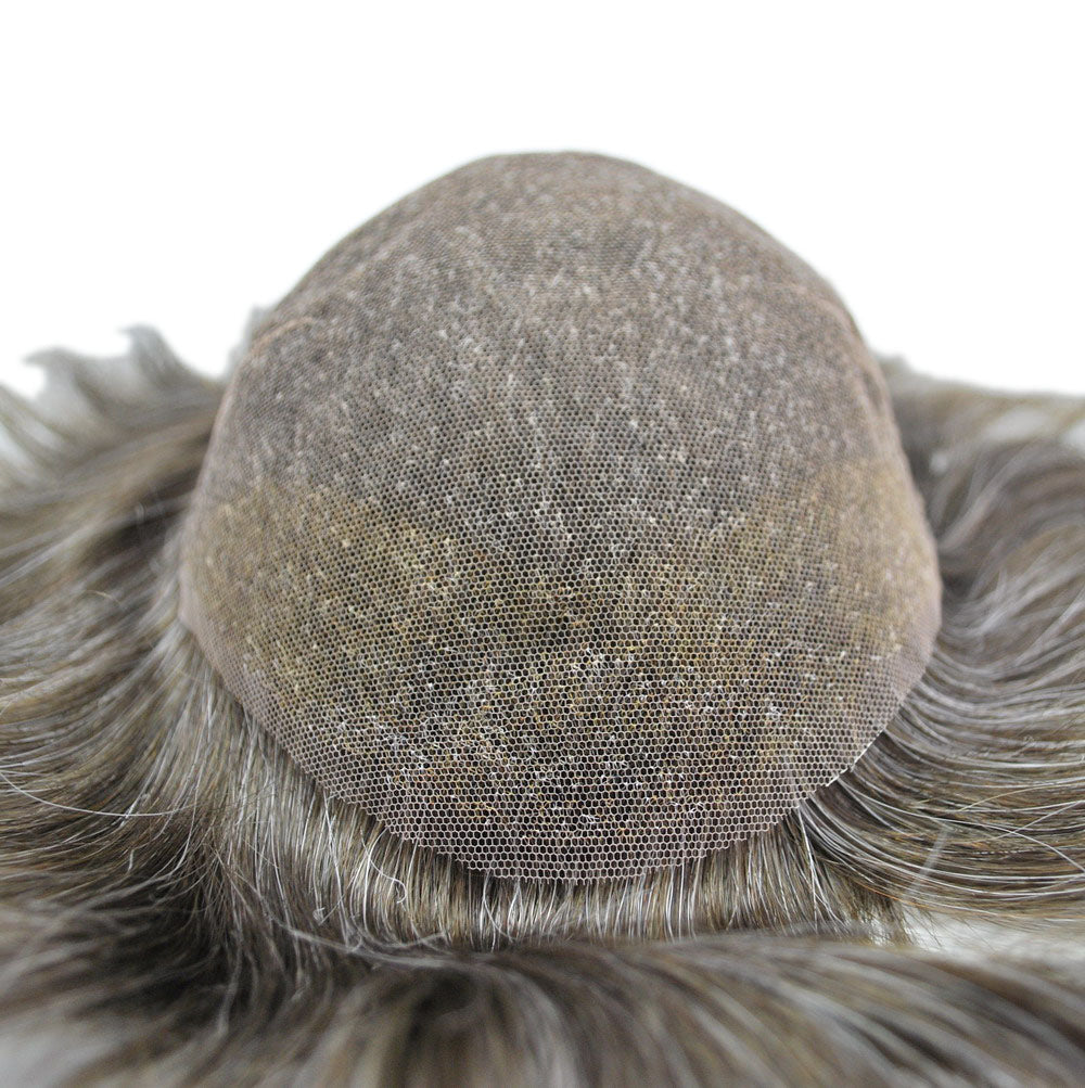 Swiss Lace Ash Brown #320 Toupee For Men With Grey Hair Durable Lace Hair System Men Wig