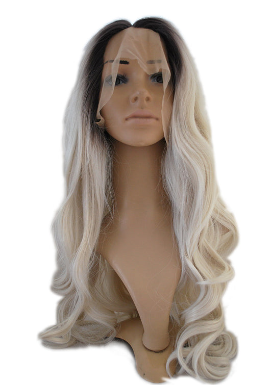 synthetic hair wig for women dark root #60 blonde hair wig Body Wave lace front wig for women
