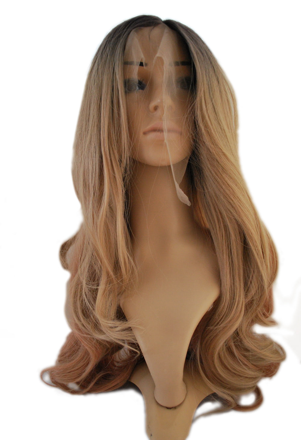 Body Wave synthetic hair wig dark root blonde hair wig lace front wig for women