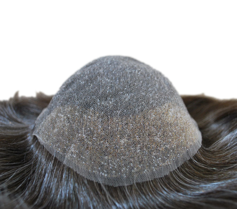human hair piece for men #220 dark brown mixed grey hair hair replacement toupee wig mens hair system
