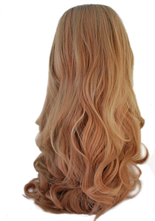 Body Wave synthetic hair wig dark root blonde hair wig lace front wig for women