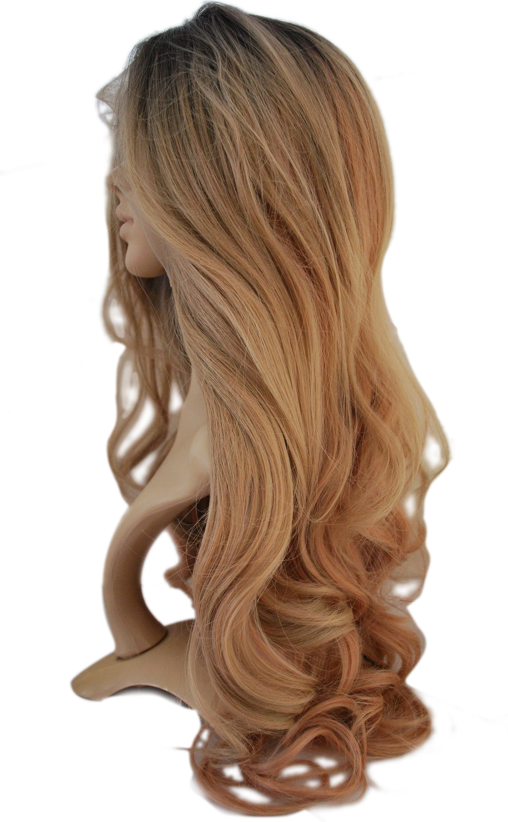 Body Wave synthetic hair wig dark root blonde hair wig lace front wig for women