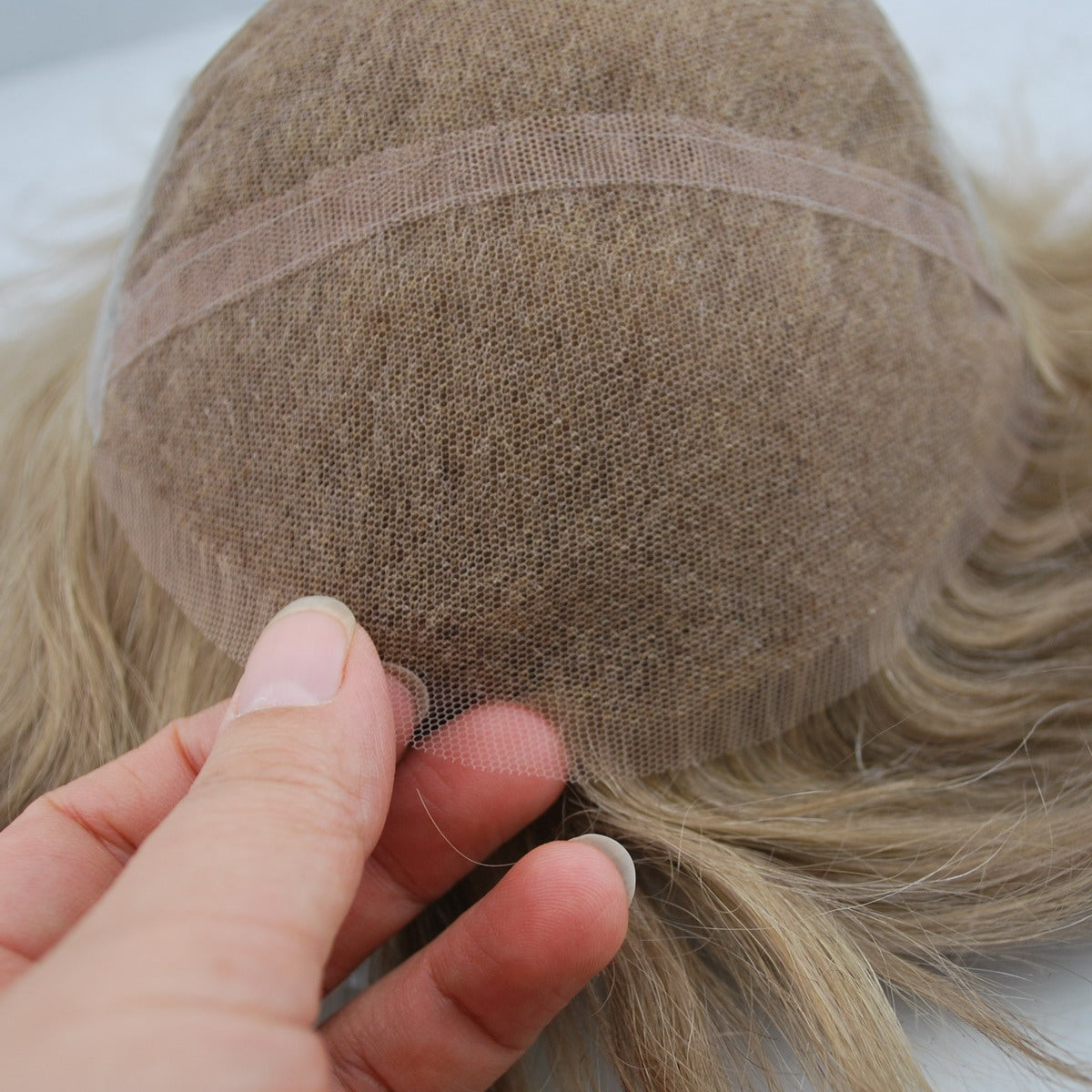 #17 light blonde human hair toupee for men prosthesis for men French lace with PU back and sides