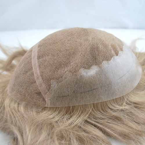 #17 light blonde human hair toupee for men prosthesis for men French lace with PU back and sides