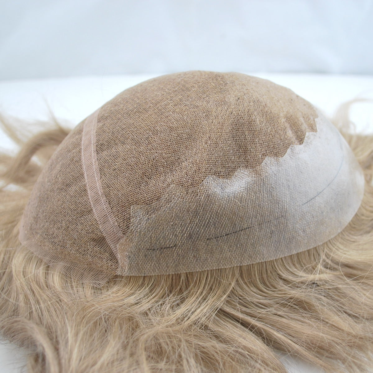 #17 light blonde human hair toupee for men prosthesis for men French lace with PU back and sides