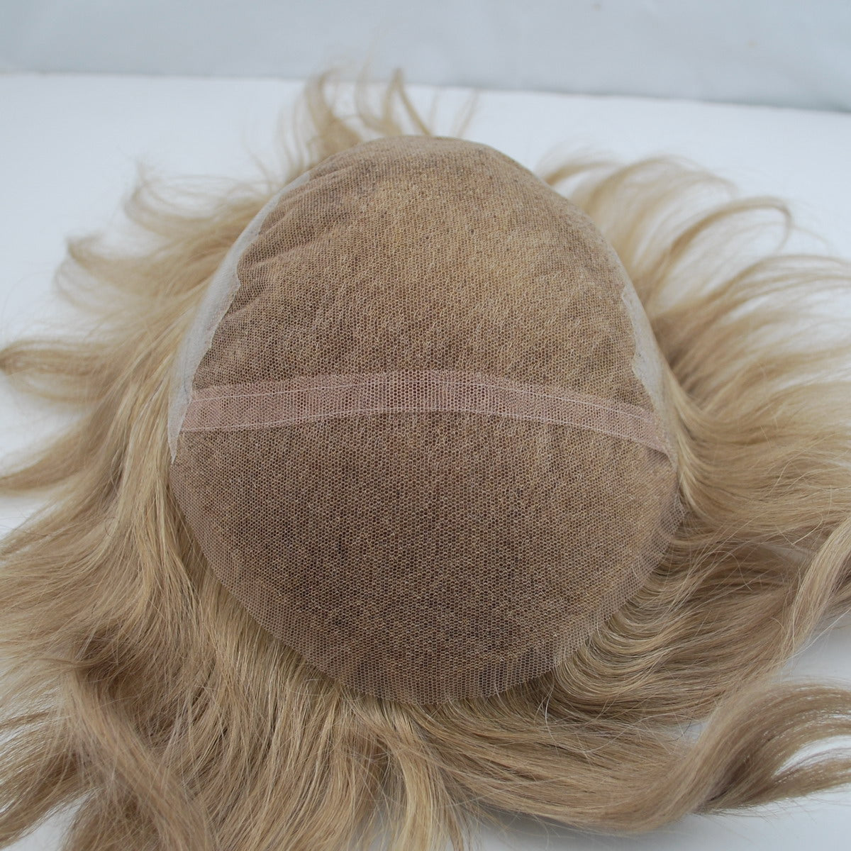 #17 light blonde human hair toupee for men prosthesis for men French lace with PU back and sides