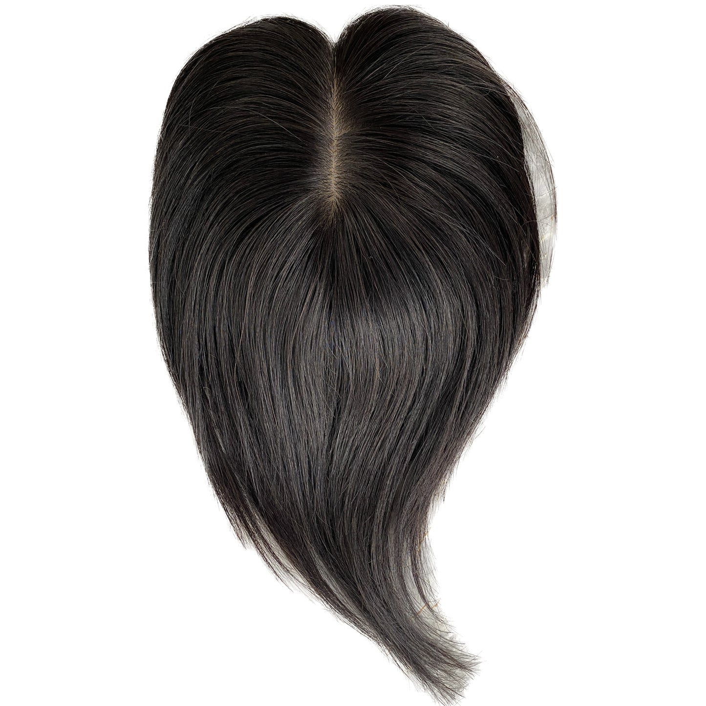 Stock slik base topper with PU around natual black straight topper wig for women