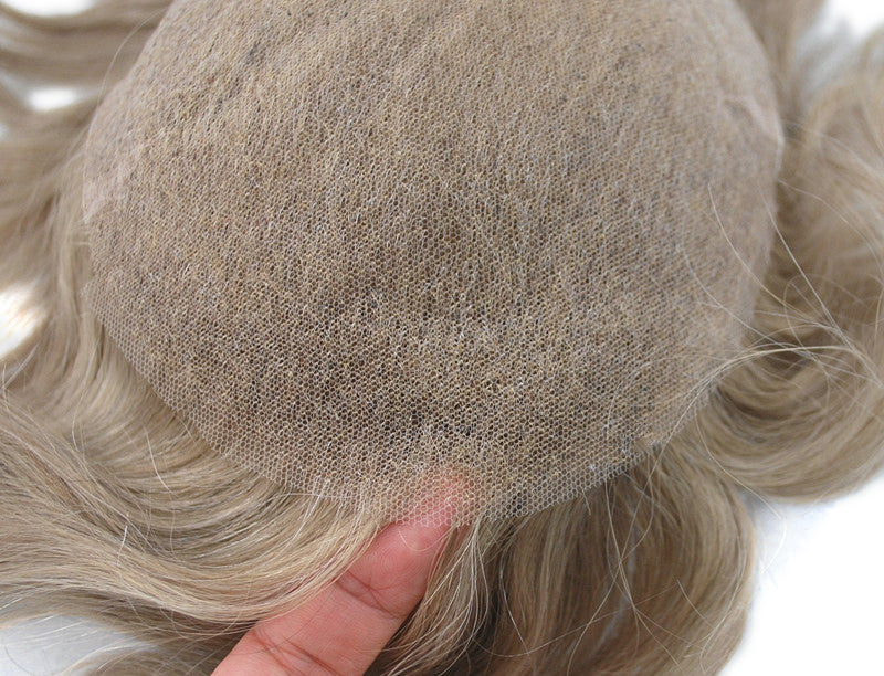 light blonde human hair piece for men #17 full french lace hair system natural hairline toupee for men wig