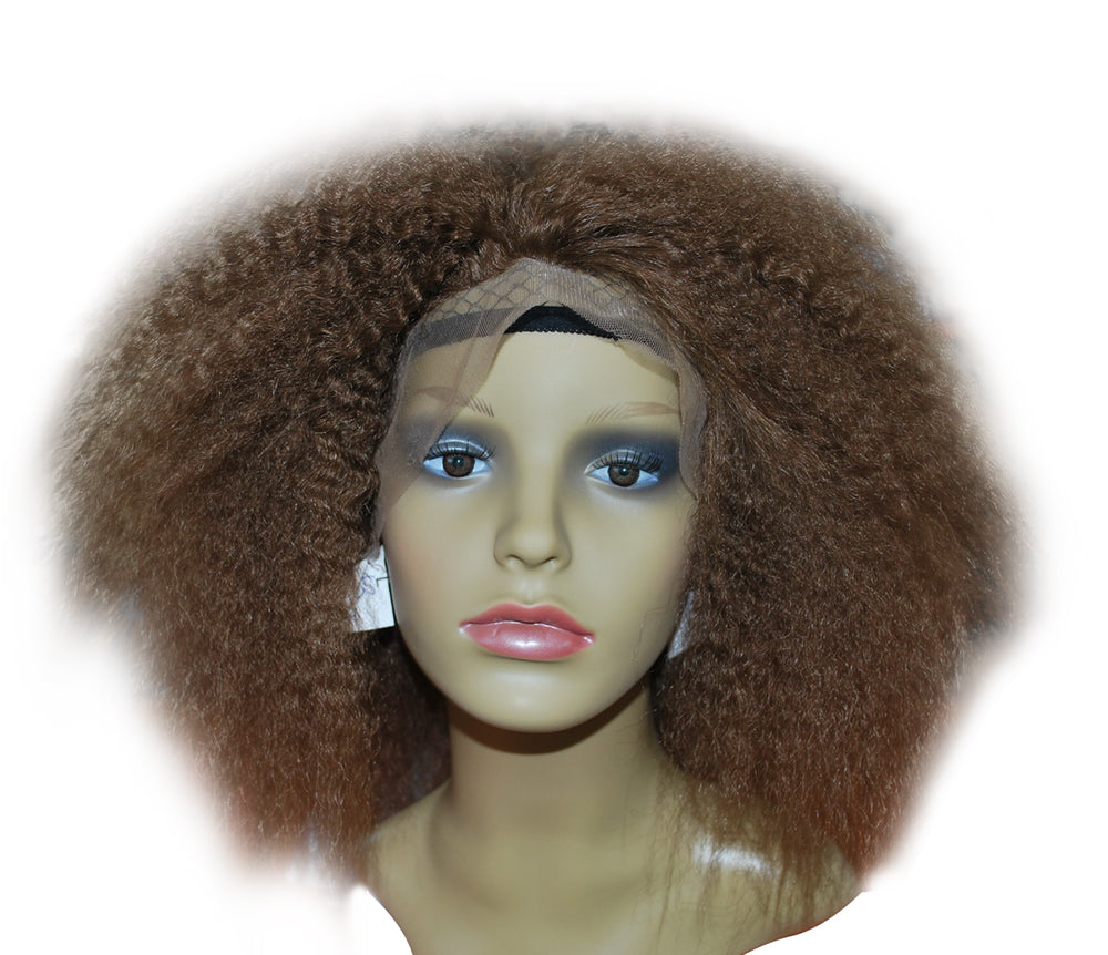 Afro Kinky Curly 13x4 Lace front wig Wigs For Black Women Brown Color African Synthetic Glueless Cosplay Wigs Suncolor Hair