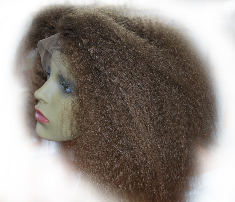 Afro Kinky Curly 13x4 Lace front wig Wigs For Black Women Brown Color African Synthetic Glueless Cosplay Wigs Suncolor Hair