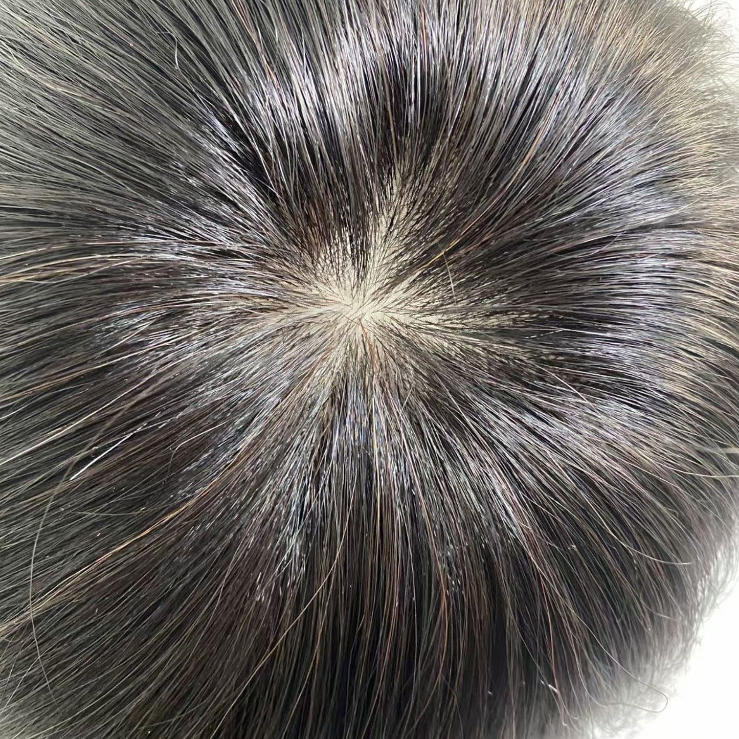 Pre cut human hair men wig with silk base crown natural black color wig for men