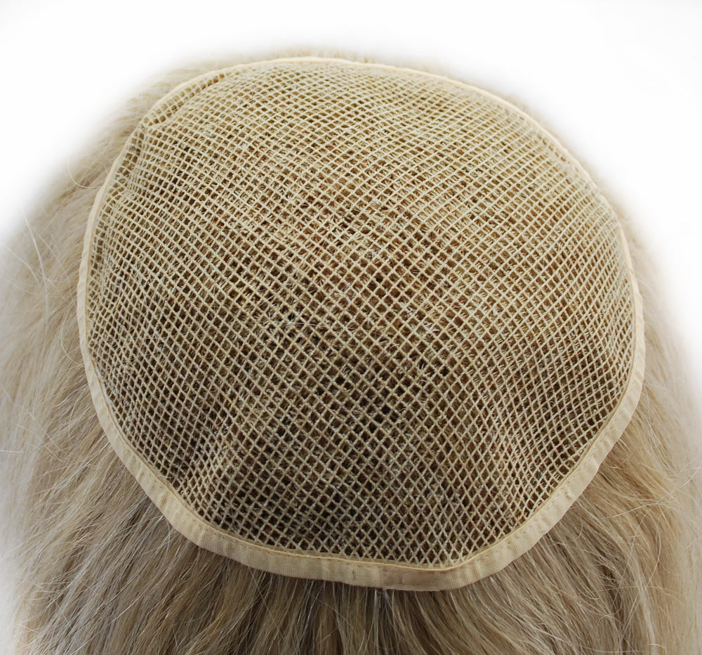 customized human hair topper for women 1/8" integration with ribbon and lace Suncolor Hair