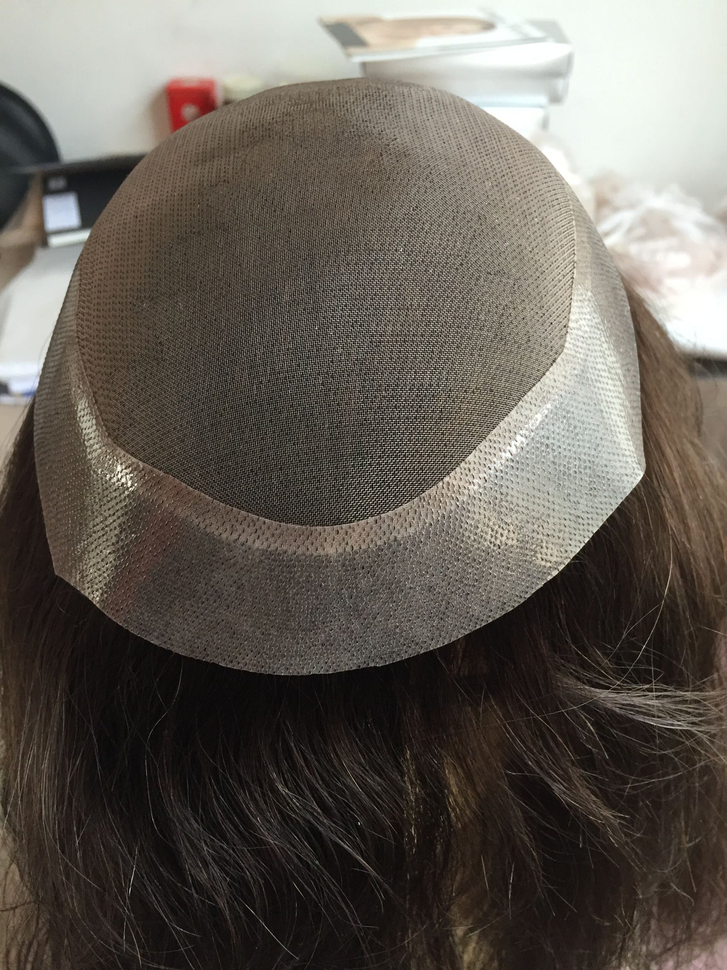 mono with PU around human hair topper for women wig