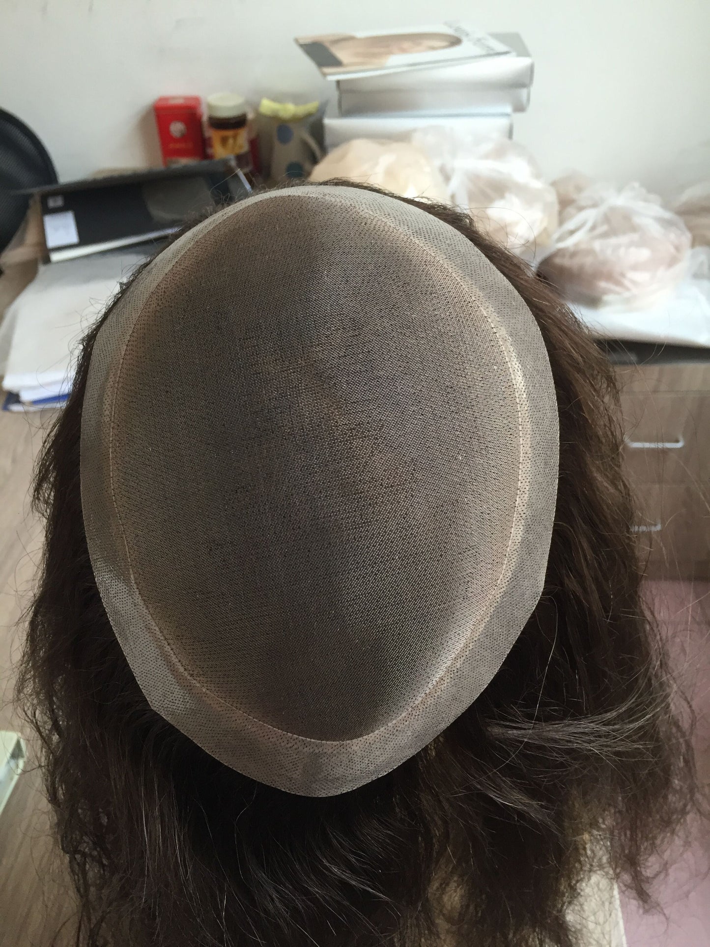 mono with PU around human hair topper for women wig