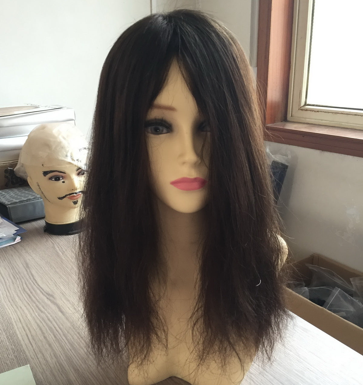 mono with PU around human hair topper for women wig