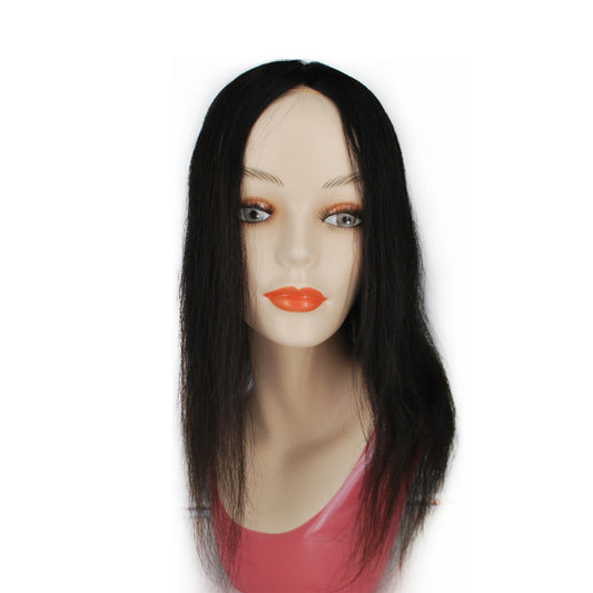 Women Hair Topper 6X6" Human Natural Hairpiece Woman Hair Prosthesis Mono With PU Around Wigs With Clips Straight Hair Replacement
