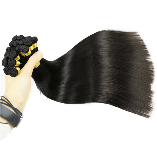 Hand Tied Extension Straight Hair Bundles Salon Natural Hair Extensions Hair Weaving Full to End