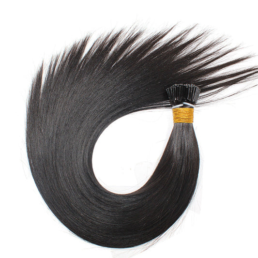 Straight I Tip Hair Extensions Human Hair black brown blonde grey