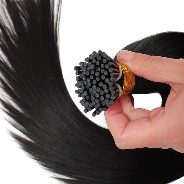 Straight I Tip Hair Extensions Human Hair black brown blonde grey