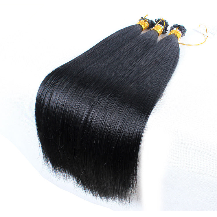 Straight I Tip Hair Extensions Human Hair black brown blonde grey