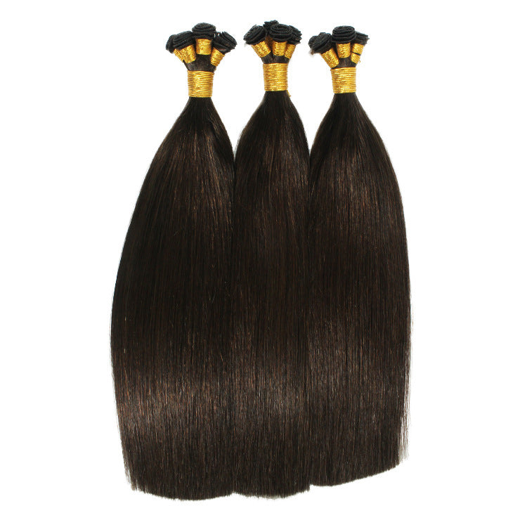 Hand Tied Extension Straight Hair Bundles Salon Natural Hair Extensions Hair Weaving Full to End