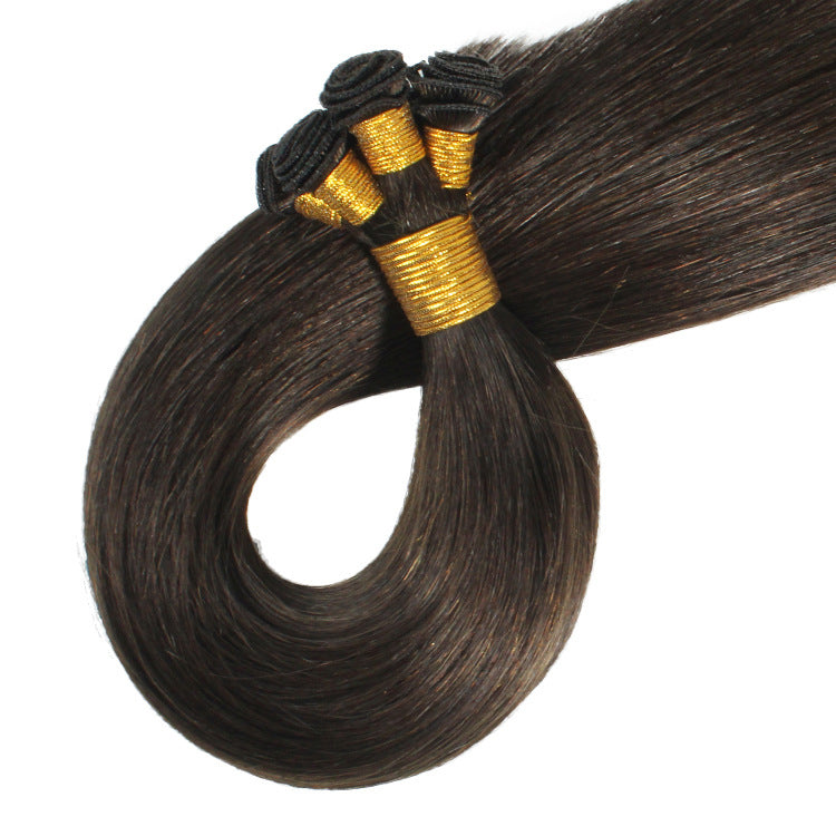 Hand Tied Extension Straight Hair Bundles Salon Natural Hair Extensions Hair Weaving Full to End