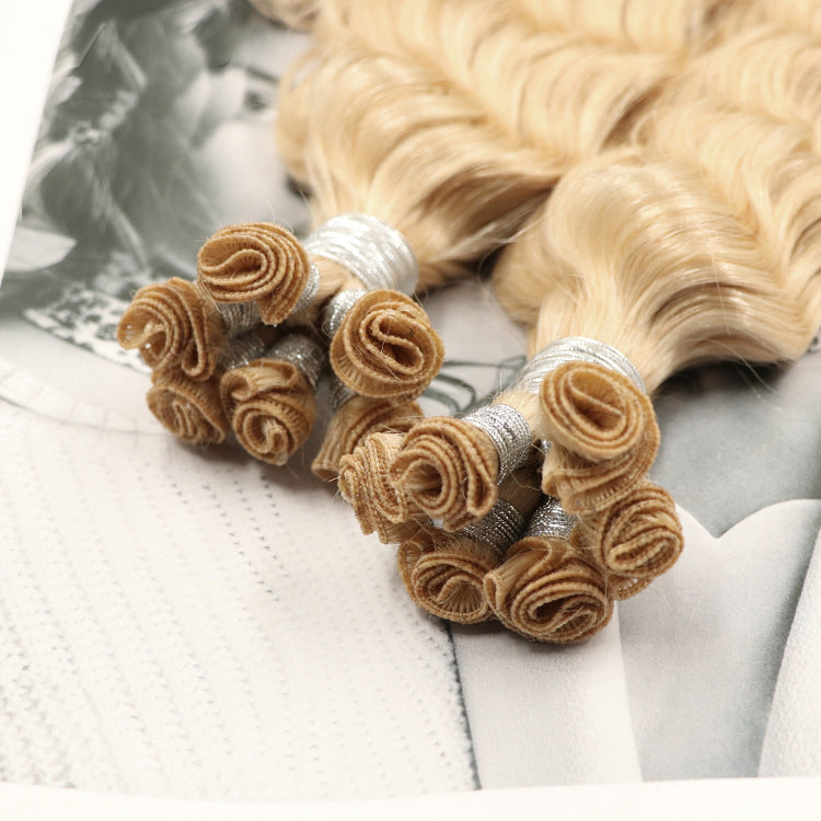 Hand Tied Bundle Sew In Human Hair Seamless Double Weft Invisible Real Human Hair Extensions For Women