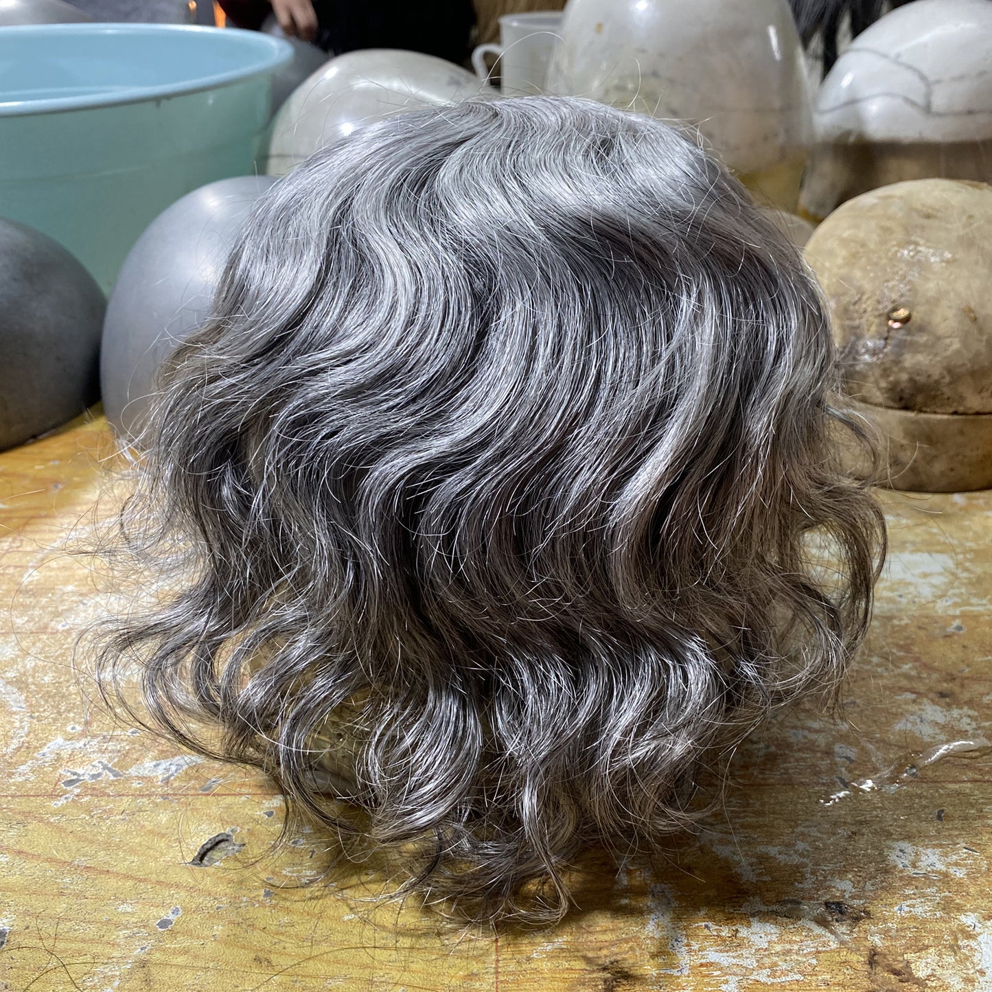 90% grey hair system for old man natural wave hair customized toupee for men