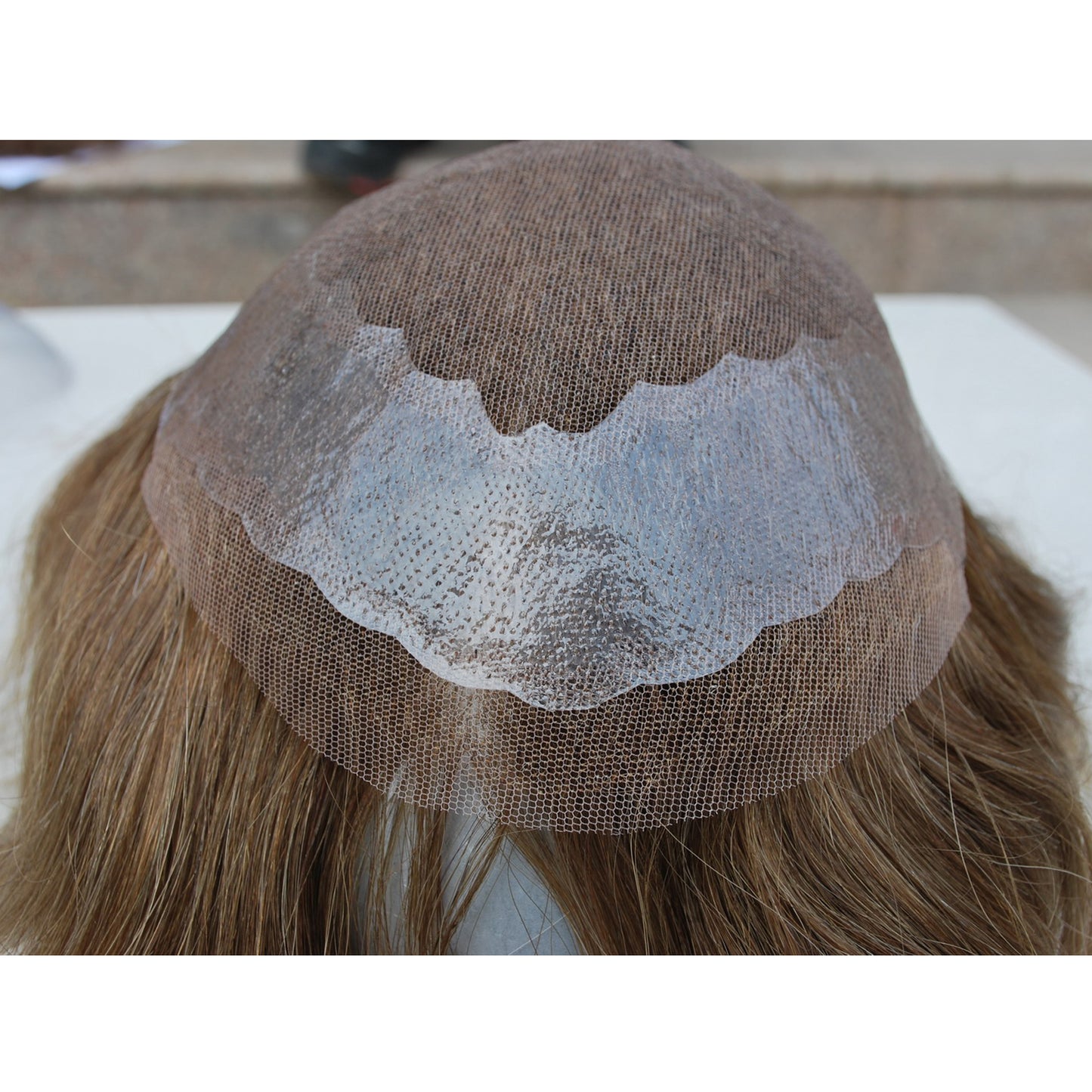 Men toupee wig human hair system for men French lace with PU around