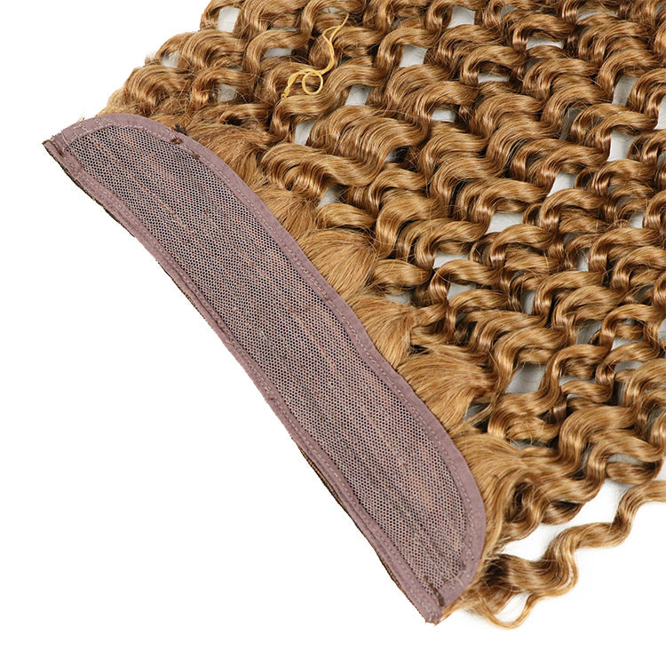 Kinky Curly Brazilian Human Hair Invisible Wire Hair Extensions Hair Extensions Blonde Color For Black Women