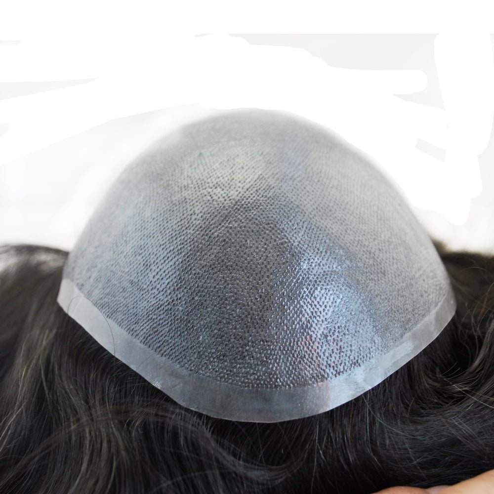 customize toupee for men side part human hair system grey hair piece