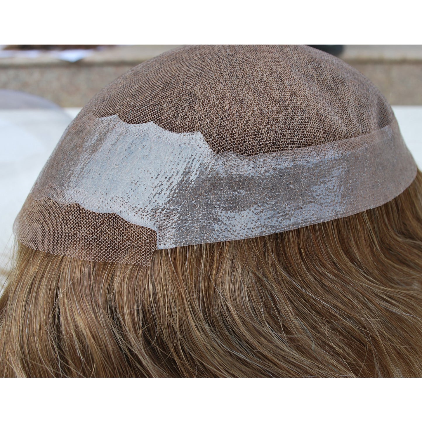 Men toupee wig human hair system for men French lace with PU around