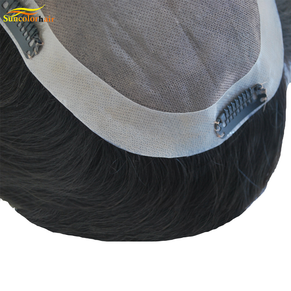 human hair topper for women 7x5inch natural black color mono with PU around
