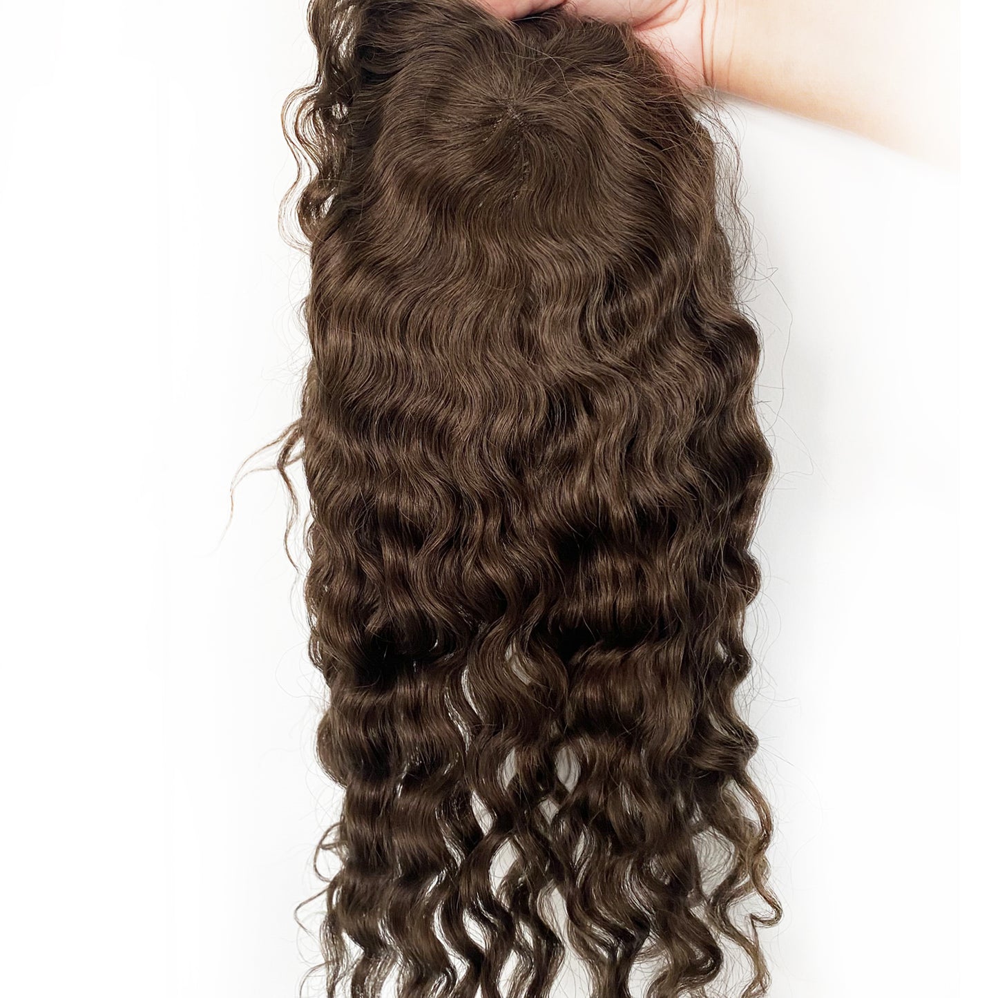 customized topper for women Mono with PU around loose wave women wig brown hair
