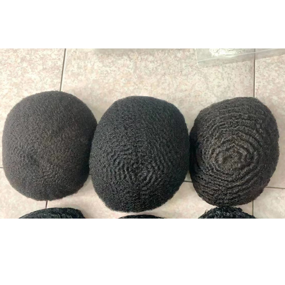 Afro curly human hair system for men toupee wig for men 4-15mm curl