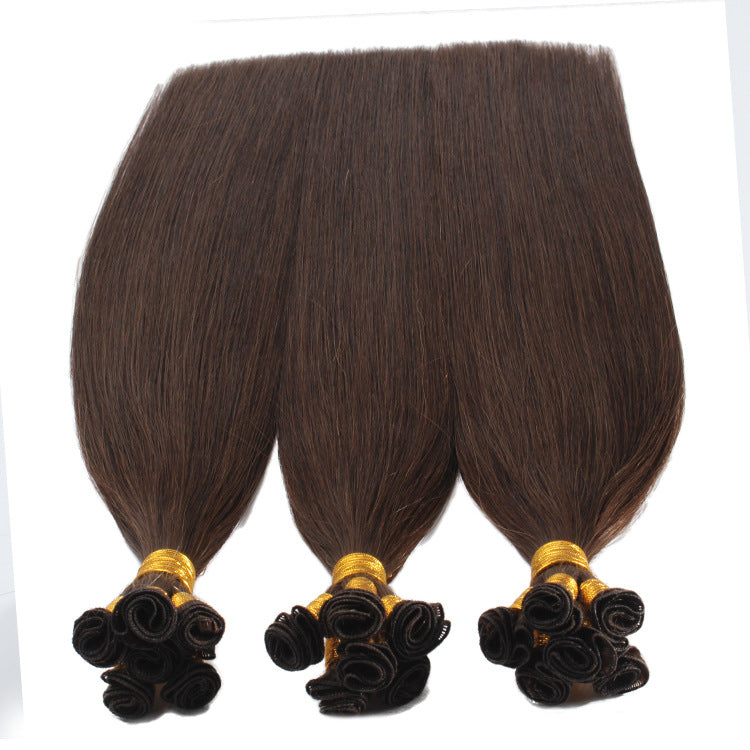 Hand Tied Extension Straight Hair Bundles Salon Natural Hair Extensions Hair Weaving Full to End