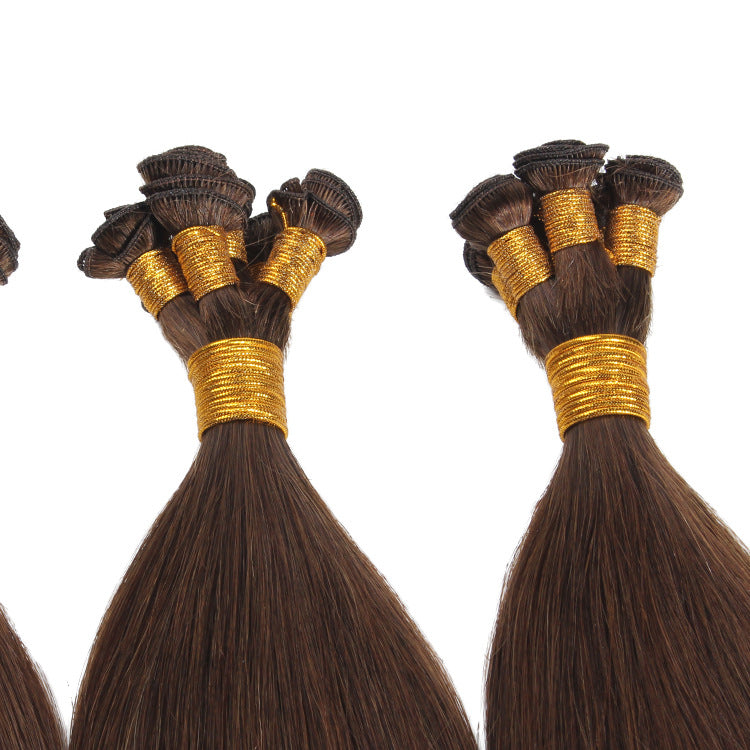 Hand Tied Extension Straight Hair Bundles Salon Natural Hair Extensions Hair Weaving Full to End
