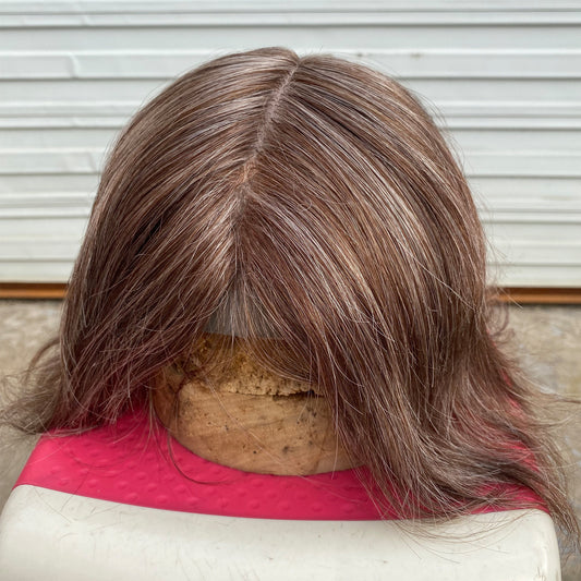 customized human hair system for men grey hair toupee men wig suncolor hair