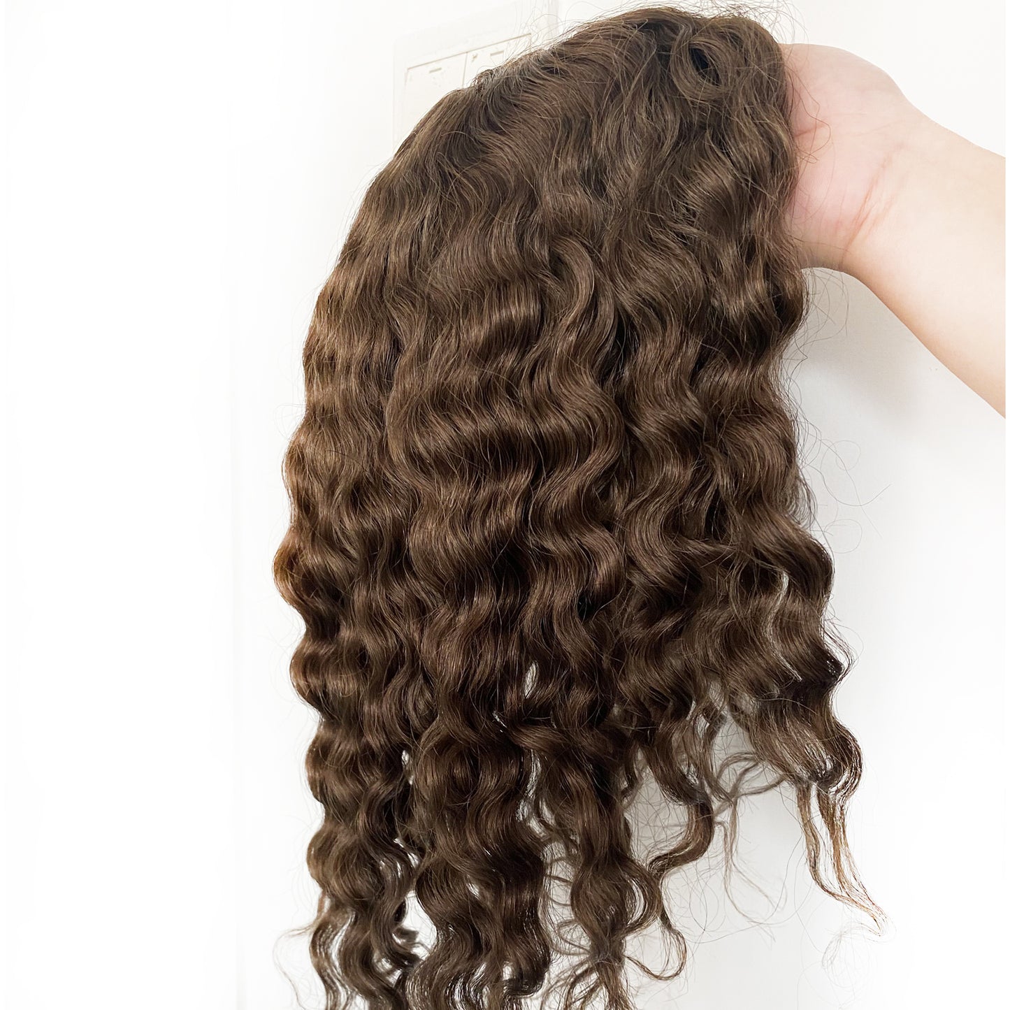 customized topper for women Mono with PU around loose wave women wig brown hair