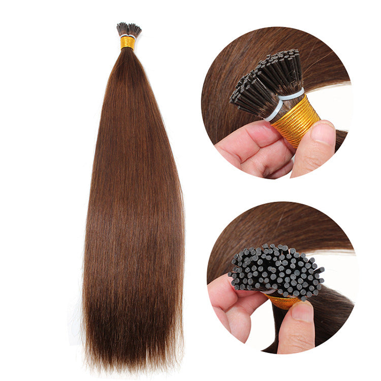 Straight I Tip Hair Extensions Human Hair black brown blonde grey