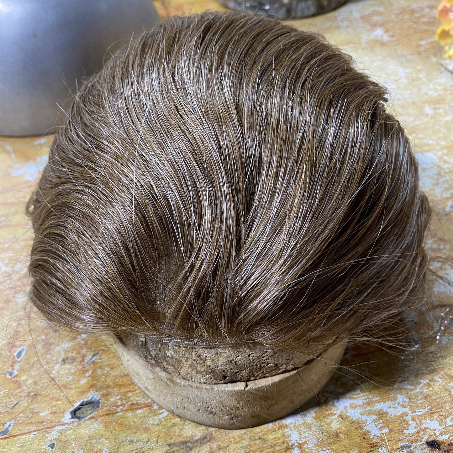 brown human hair system for men customized toupee French lace with PU
