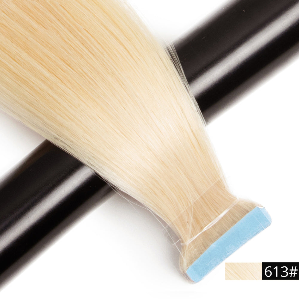 Tape In Human Hair Extensions 18" 20" 100% Real Remy Human Hair On Adhesives Tape PU Skin Weft Invisible 40pcs