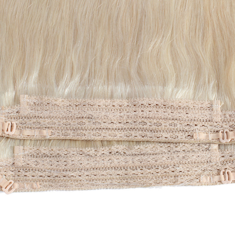 Fish Line Human Hair Extensions Invisible Wire Blonde Hair