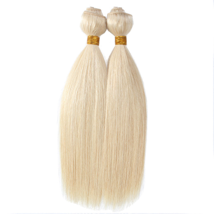 Fish Line Human Hair Extensions Invisible Wire Blonde Hair