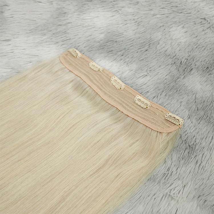 Fish Line Human Hair Extensions Invisible Wire Blonde Hair