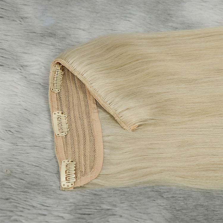 Fish Line Human Hair Extensions Invisible Wire Blonde Hair