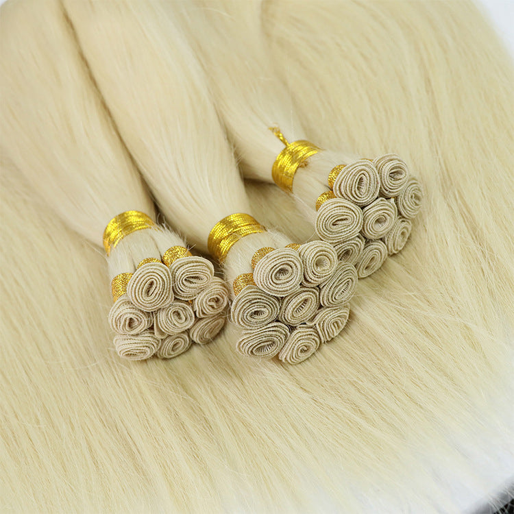 Invisible Hand Tied Extension Human Hair Weft Sew For White Woman 100% Human Hair Straight Hair Bundle