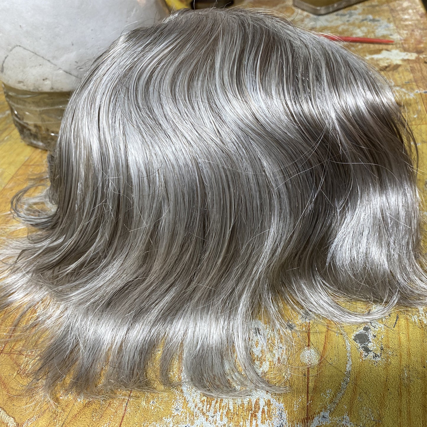 customize toupee for men side part human hair system grey hair piece