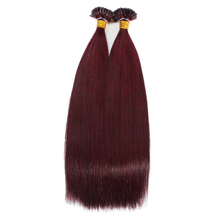 U Tip Hair Extensions Remy Natural Straight 99J Pure Color Nail Keratin Hair Pre Bonded Keratin Capsules Fusion Human Hair 50pcs/Set